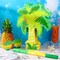 Palm Tree Pinata Party Pinata Hawaiian Coconut Tree Pinata for Tropical Luau Party Decor Pinata with Stick and Blindfold for Summer Tiki Party Birthday Party Decoration, 15.8 x 12.6 x 3.2 Inch